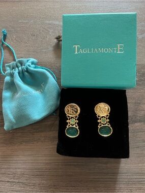 Tagliamonte Gold-Tone Earrings with Emerald Green Drops